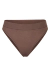 Skims Stretch Cotton Jersey Cheeky Tanga In Garnet