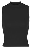 Skims Stretch Cotton Jersey Mock Neck Tank In Black