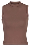 Skims Stretch Cotton Jersey Mock Neck Tank In Garnet