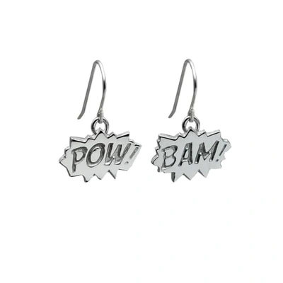 Edge Only Pow & Bam Drop Earrings In Silver