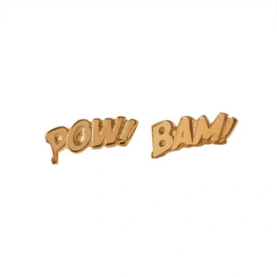 Edge Only Pow & Bam Letter Earrings In Gold