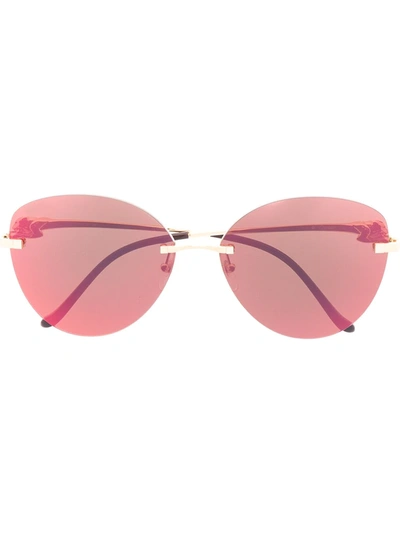 Cartier Panthére Hexagnal-frame Sunglasses In Pink / Gold