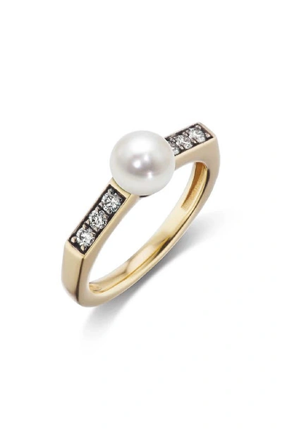 Sorellina Women's Stx & Stones 18k Yellow Gold, 6mm Natural Pearl & Diamond Ring