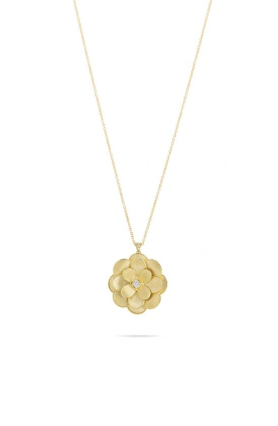 Marco Bicego Large Petali Diamond Floral Pendant Necklace In Yellow Gold/ Diamond