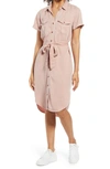 Caslonr Caslon(r) Utility Short Sleeve Shirtdress In Pink Chintz