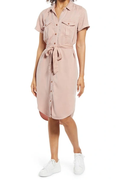 Caslonr Caslon(r) Utility Short Sleeve Shirtdress In Pink Chintz