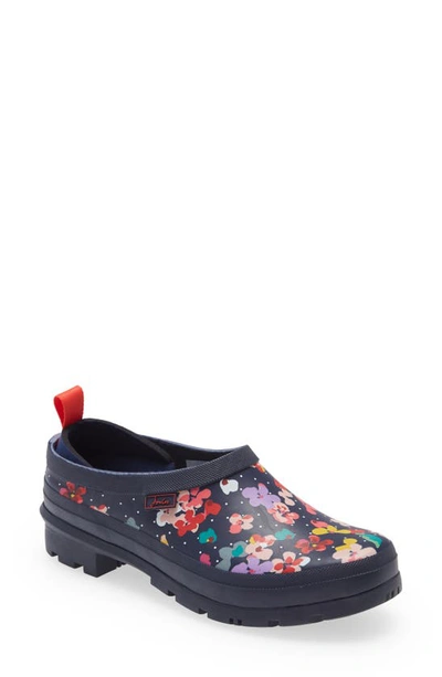 Joules Rain Boot Clog In Navy Blossom Spot
