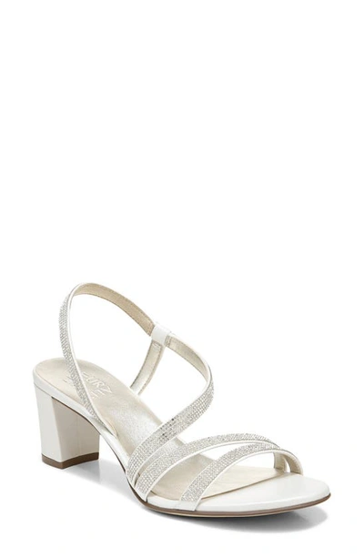 Naturalizer Womens Rhinestone Open Toe Dress Sandals In White Fabric