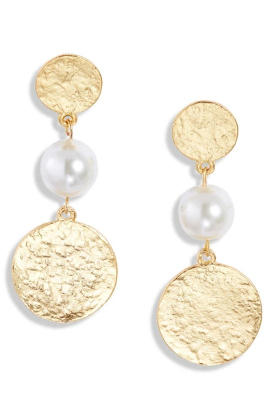 Karine Sultan Imitation Pearl Drop Earrings In Gold