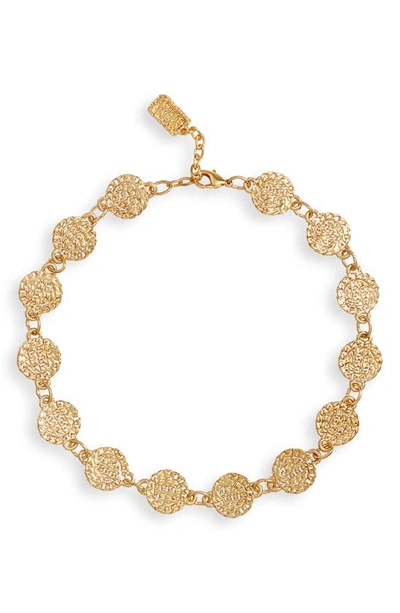 Karine Sultan Cuban Link Disc Collar Necklace In Gold