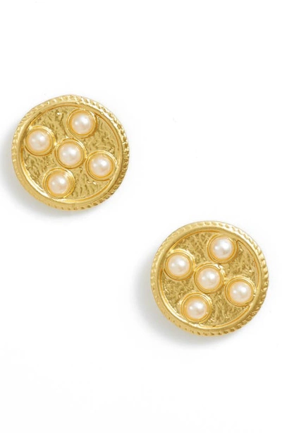 Karine Sultan Imitation Pearl Stud Earrings In Gold