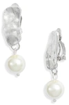 Karine Sultan Organic Frame Clip Drop Earrings In Silver