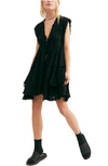 Free People Antoinette Plunge Neck Tiered Dress In Black