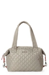 Mz Wallace Medium Sutton Deluxe Quilted Nylon Duffle Bag In Graphite