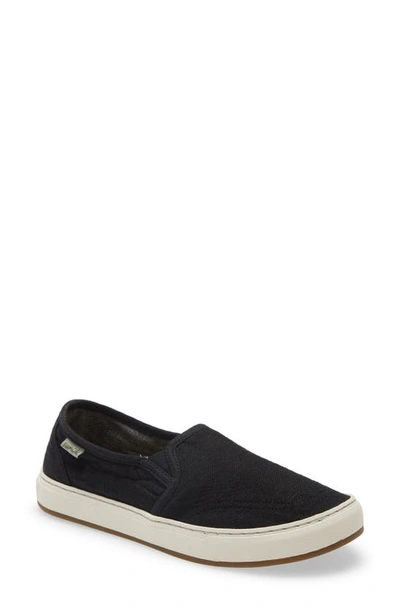 Sanuk Avery Hemp Slip-on Sneaker In Washed Black