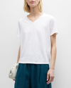 Eileen Fisher Fine Jersey V-neck Long Boxy Top In White