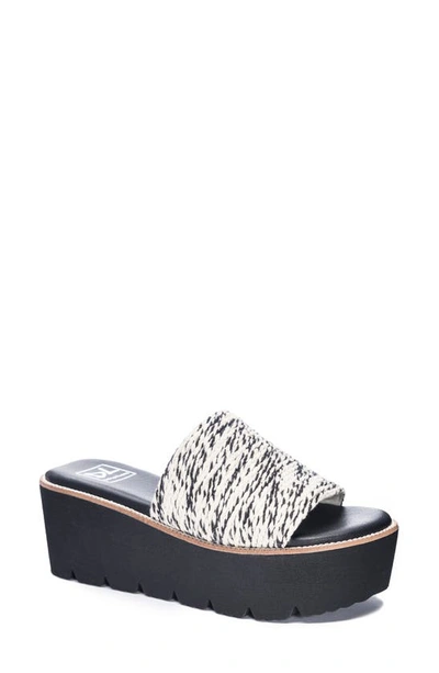 Dirty Laundry Pivot Platform Slide Sandal In Natural/ Black