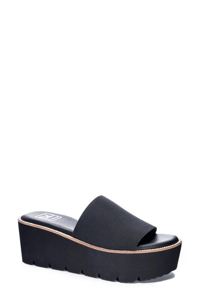 Dirty Laundry Pivot Platform Slide Sandal In Black