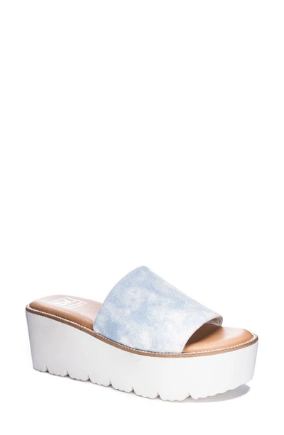 Dirty Laundry Pivot Platform Slide Sandal In Blue