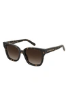 The Marc Jacobs 53mm Square Sunglasses In Havana Brown/brown Gradient