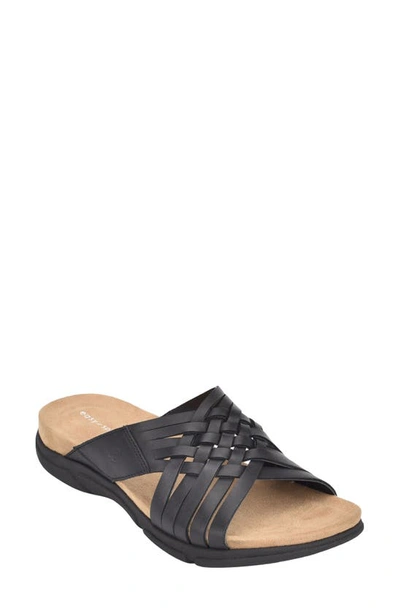 Easy Spirit Meadow Slide Sandal In Black Leather