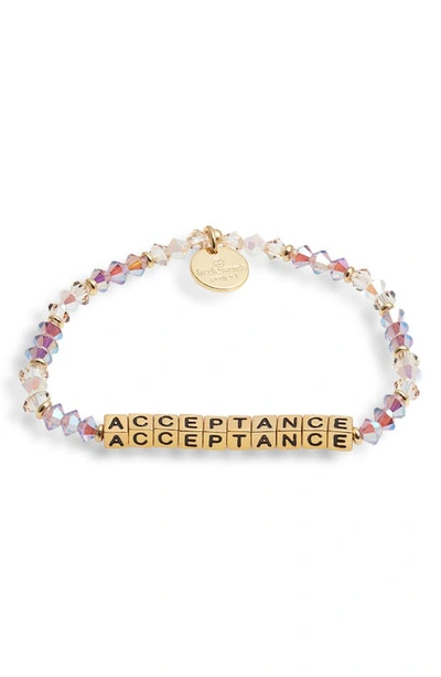 Little Words Project Acceptance Beaded Stretch Bracelet In Pink