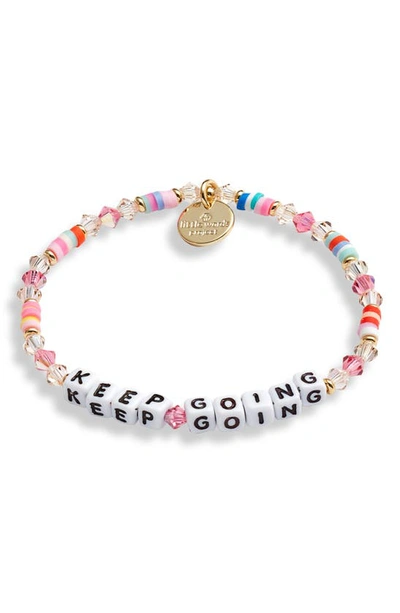 Little Words Project Keep Going Beaded Stretch Bracelet In Rainbow/ White
