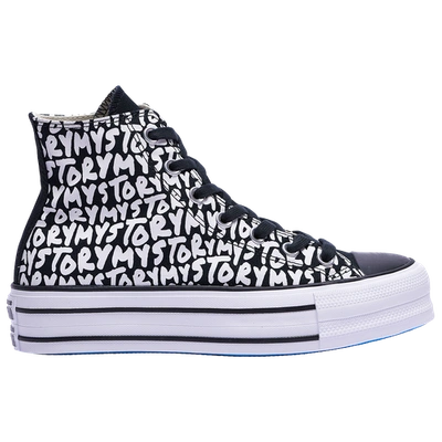Converse Women's Chuck Taylor All Star My Story Platform High Top Casual Sneakers From Finish Line In Black/white