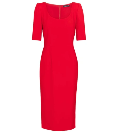 Dolce & Gabbana Scoop-neck Silk Midi Dress In Red