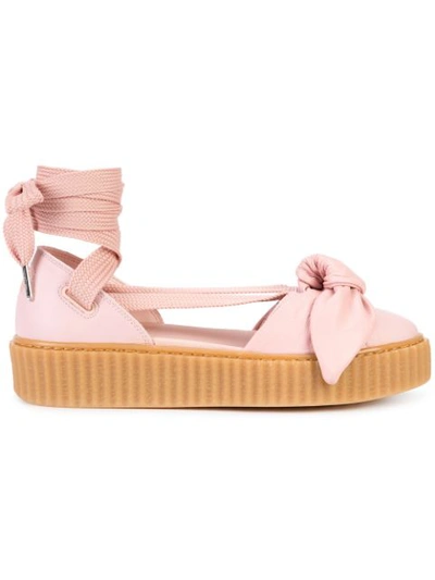 Fenty X Puma 30mm Bow Creeper Lace Up Sandal Sneakers In Pink