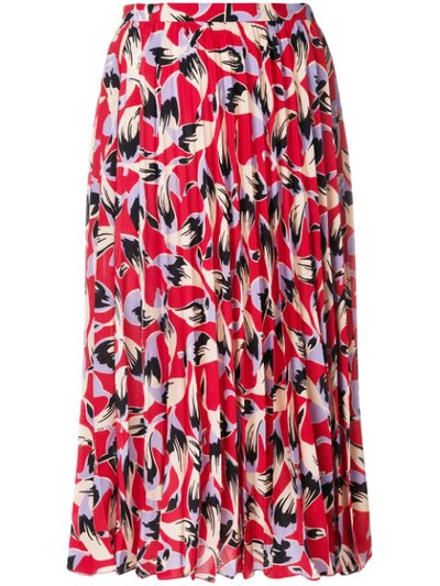 N°21 Nº21 Pleated Patterned Skirt - Red In Multicoloured