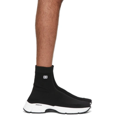 Balenciaga Men's Speed 30 Sock High-top Sneakers In Black & White