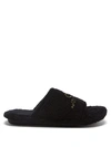 Balenciaga Logo-embroidered Terry-towelling Slides In Black Gold
