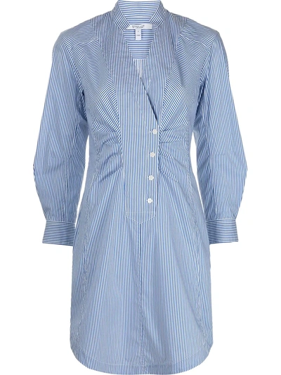 Derek Lam 10 Crosby Beverly Vertical-stripe Shirtdress In Blue White