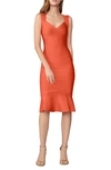 Herve Leger Sweetheart Flare Hem Bandage Dress In Coral Poppy