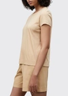 Lafayette 148 Modern Short-sleeve Cotton Jersey Tee In Honeynut