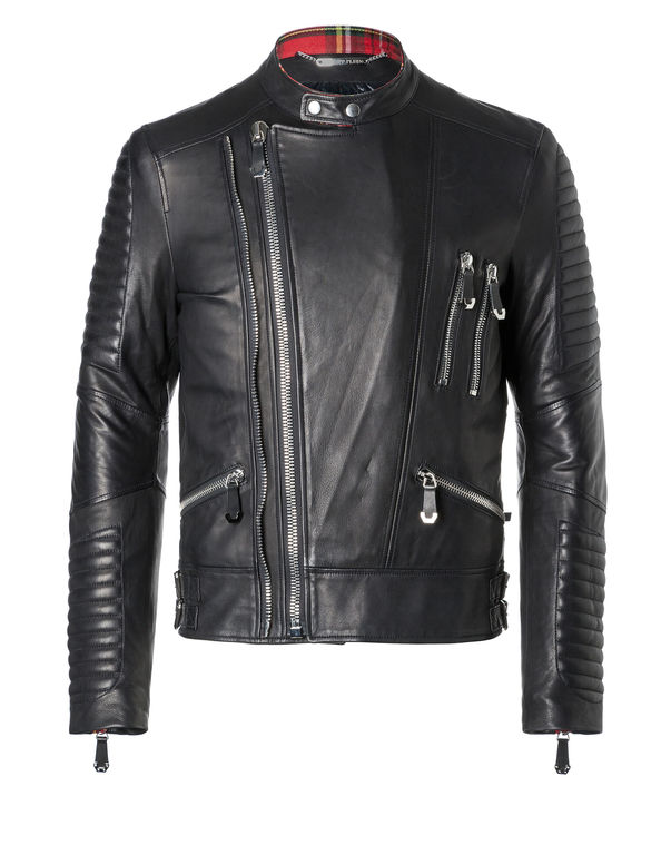 Philipp Plein Leather Moto Jacket 