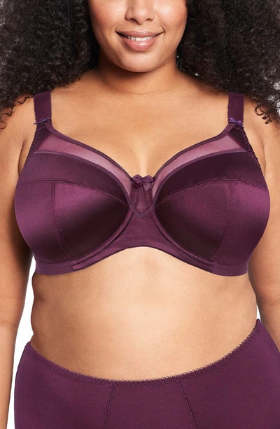 Goddess Keira Satin Side Support Bra In Damson