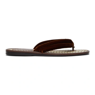 Tom Ford Brown Rafia Brighton Flip Flops In U7033 Teak