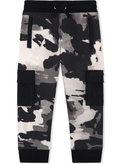 Dolce & Gabbana Kids' Boy's Camo-print Cargo Jogger Trousers In Multicolor