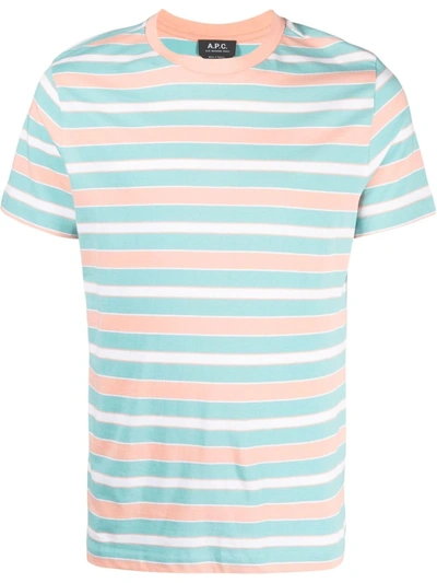Apc Gio Striped Pima Cotton-jersey T-shirt In Turquoise