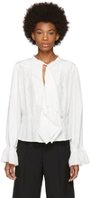 Chloé Tie-neck Gathered Silk Crepe De Chine Blouse In Nr107 Iconic Milk