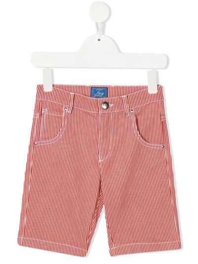 Fay Kids' Striped-print Denim Shorts In Red