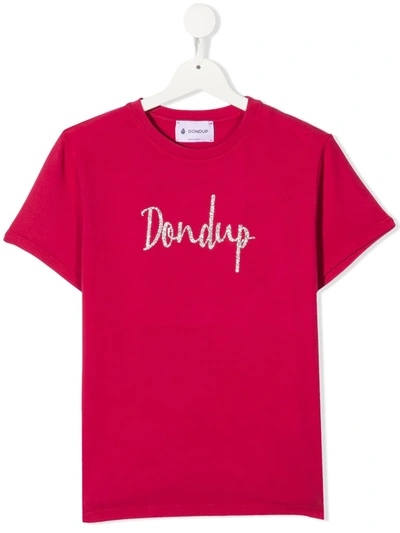 Dondup Teen Logo-pront Cotton T-shirt In Red