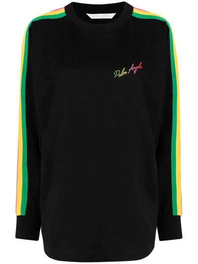 Palm Angels Miami Logo Long Sleeve T-shirt In Black