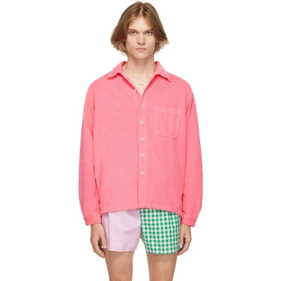 Erl Corduroy Stretch-cotton Shirt In Pink