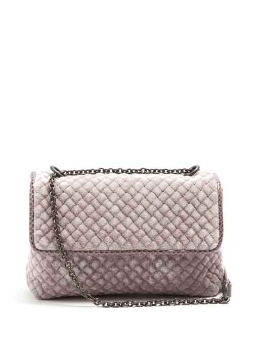Bottega Veneta Olimpia Small Intrecciato Velvet Cross-body Bag In Lilac ...