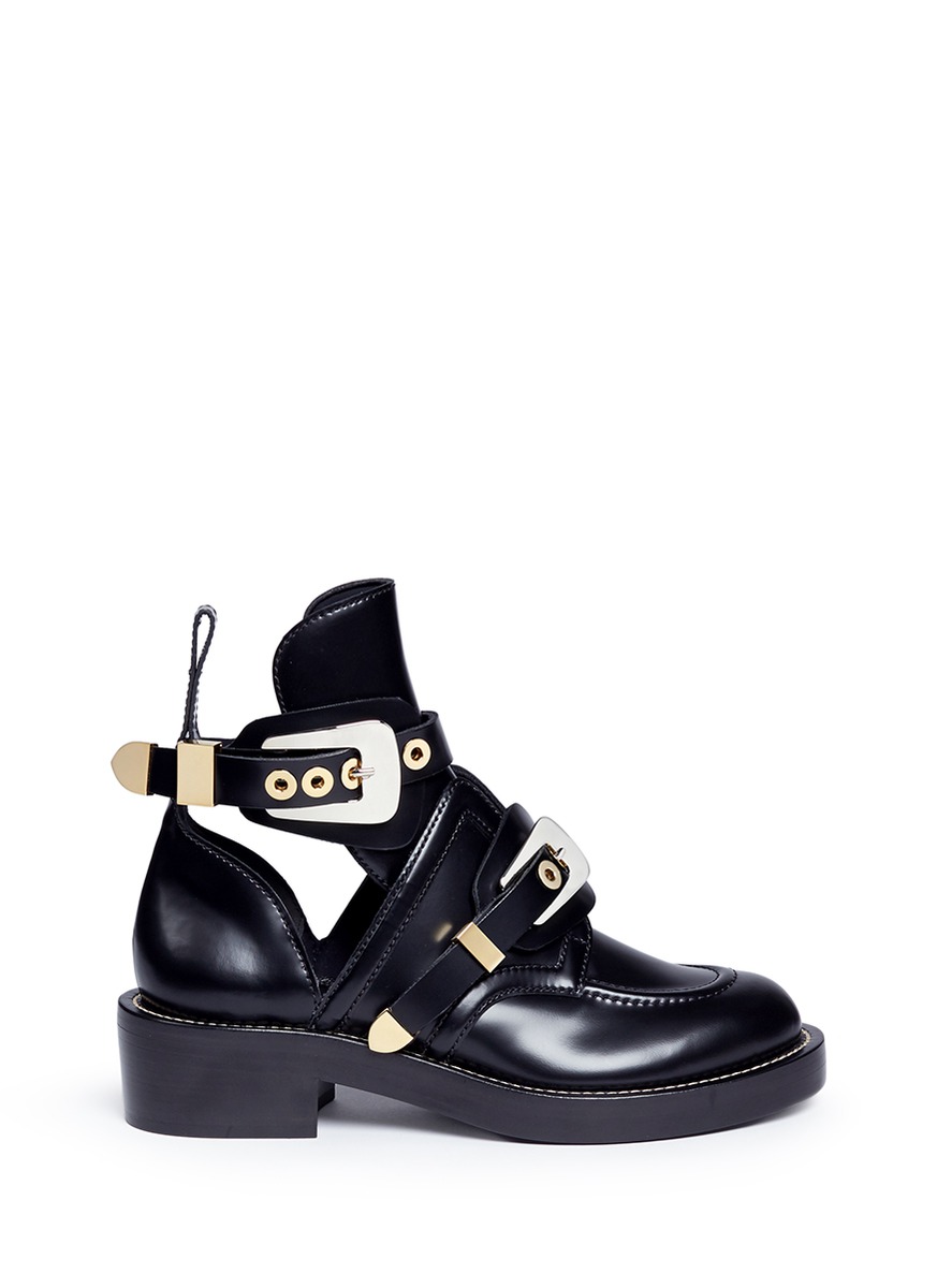 Balenciaga 'ceinture' Cutout Leather Derby Boots | ModeSens