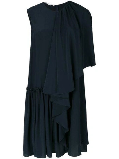 Stella Mccartney 'emmanuelle' Sleeve Overlay Silk Crepe Dress In Blue