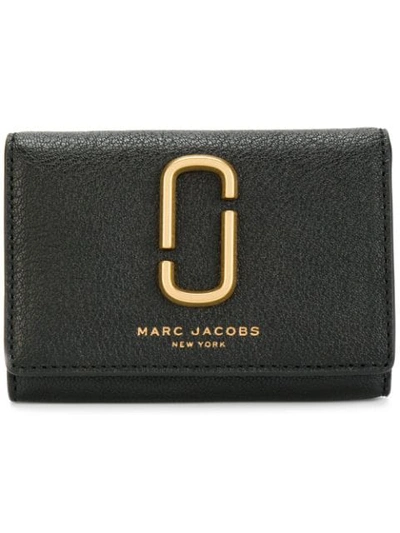 Marc Jacobs Double J Multi Leather Wallet In Black/gold